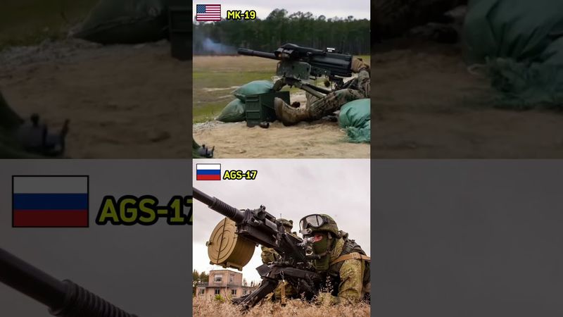 🇺🇸 MK-19 vs 🇷🇺 AGS-17 – Automatic Grenade Launcher Showdown! 💥 #shorts #military  #warzone
