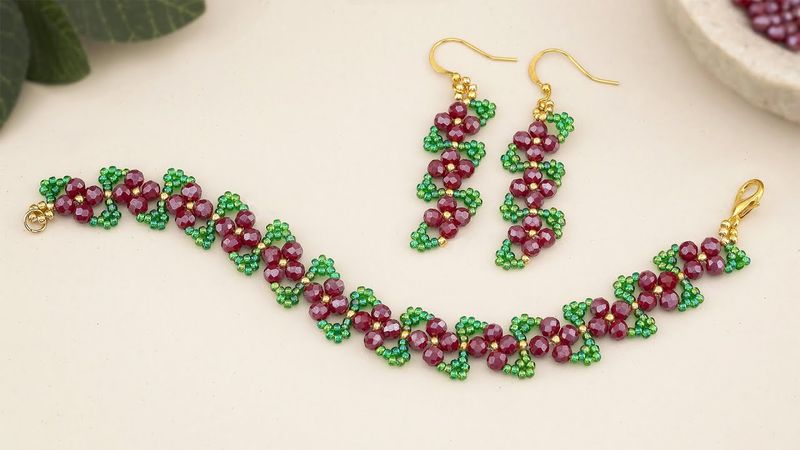 Easy Crystal Bracelet Tutorial: Seed Bead Bracelet & Earrings for Beginners | Handmade Beads Jewelry