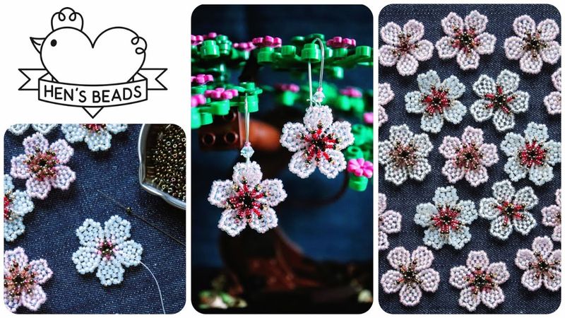 How to make a small SAKURA/ CHERRY BLOSSOM from seed beads /1st variation | Hen's Beads DIY Tutorial