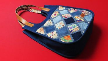 DIY"자투리 원단" 으로 "세상에 단 하나 뿐인" 토트백 만들기!/diamond patchwork tote bag/scraps/old jeans