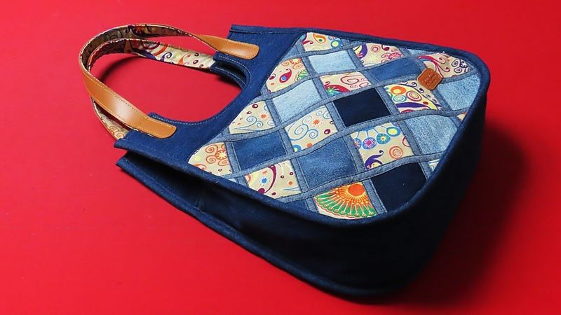 DIY"자투리 원단" 으로 "세상에 단 하나 뿐인" 토트백 만들기!/diamond patchwork tote bag/scraps/old jeans