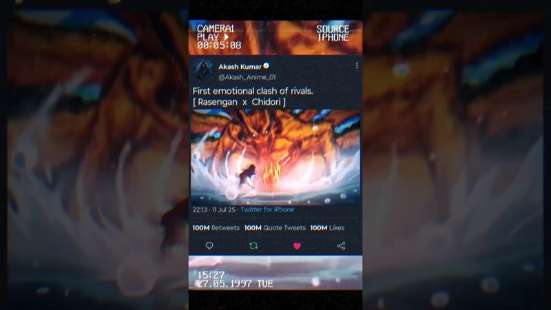 First Emotional Clash of Rivals 🔥[ Rasengan × Chidori ] #Naruto  #Sasuke #Rasengan #shorts #amv