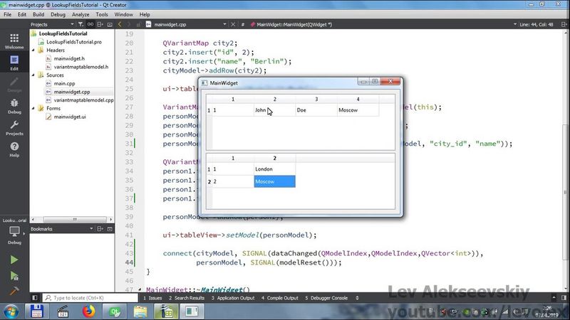 Qt - Применение пользовательских моделей 3 (Lookup-поля)