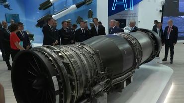 Macron visits Safran, Thales and Dassault booths at Paris Air Show | AFP