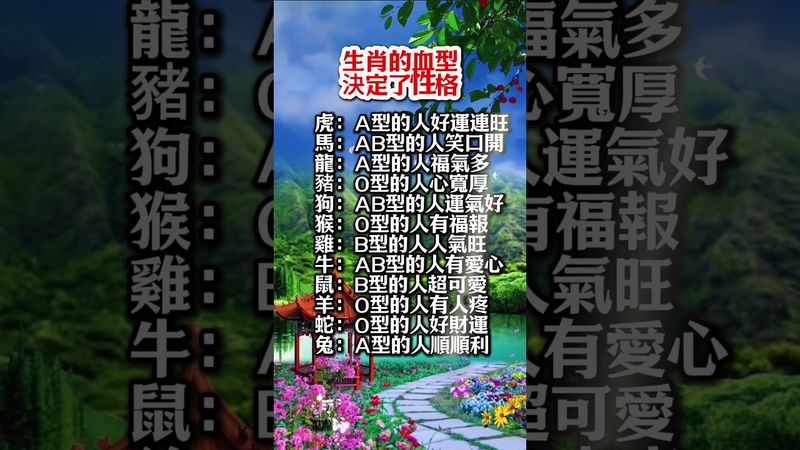 生肖的血型決定了性格！#生肖 #十二生肖 #運勢 #生肖運勢 #玄學 #風水 #命理