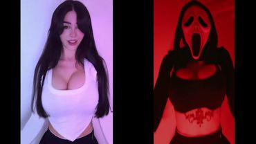 BIG BOOBS Scream movie Ghostface outfit | Bouncing BOOBS