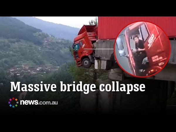 Bridge collapses in China’s Guizhou Province after heavy rains trigger landslides