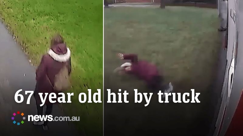 ‘Distracted’ truck driver drives up curb and hits pedestrian