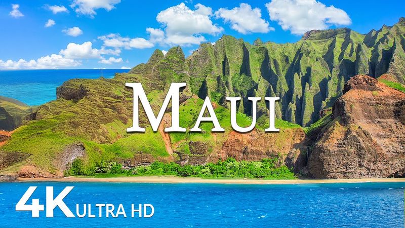 FLYING OVER MAUI ISLAND (4K UHD) - Amazing Beautiful Nature Scenery with Relaxing Music - 4K VIDEO