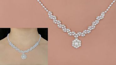 "Vine & Pearl Reverie" Classic White Pearl Beaded Necklace with Pendant. DIY Beaded Jewelry Tutorial