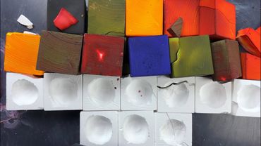 Soft Dyed Chalk Over Empty Chalk Bombs