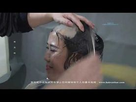 Asian women headshave after hair wash