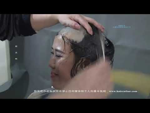 Asian women headshave after hair wash