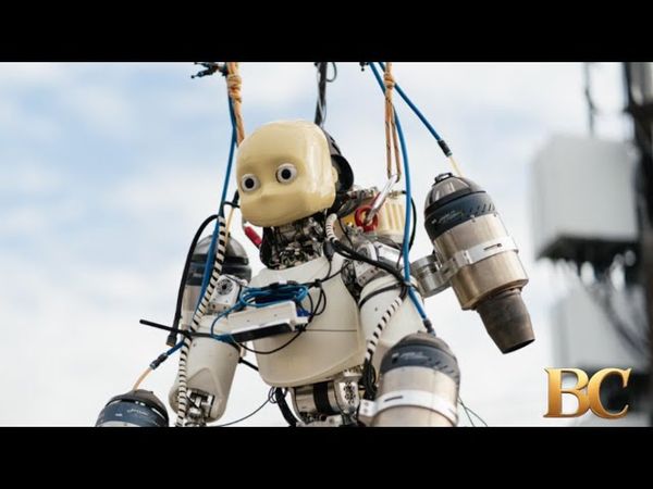 Humanoid robot achieves controlled flight using jet engines and AI-powered systems
