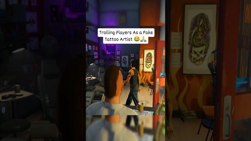 Trolling Players As a Fake Tattoo Artist in GTA V #gta5 #gta5online #gtaviral