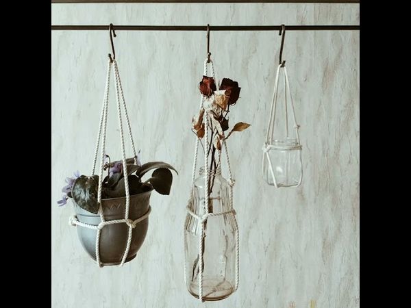 Подвес для цветов за 30 секунд / как сделать подвес из веревки /подвес макраме