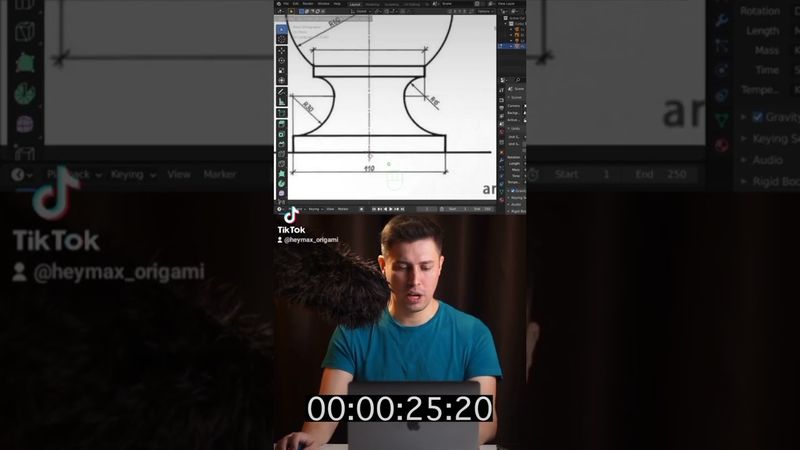 Ваза в блендер за 1 минуту | Blender 3d | моделирование по чертежу