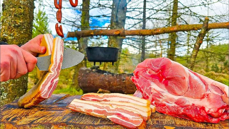 Brazilian Feijoada cooked outdoors inside the log fire 🔥
