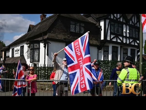 Scuffles, arrests as protesters across UK rally against asylum hotels