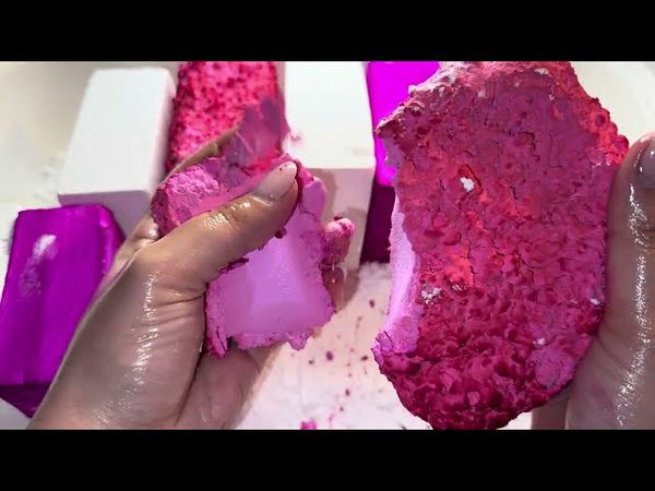 Deep Pink Dyed x Pink Paste Blocks & PJ 🩷 + description #asmr #gymchalk #fy