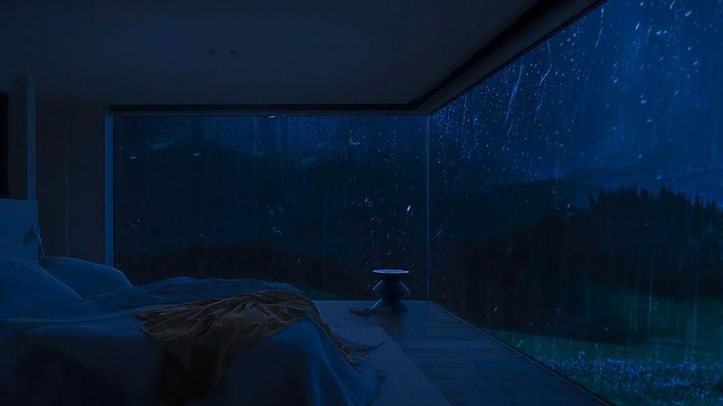 Lluvia intensa en la ventana con sonidos de truenos para dormir, estudiar y meditar