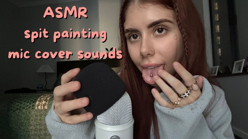 ASMR spit painting & foam mic cover sounds (mic swirling, pumping, scratching)