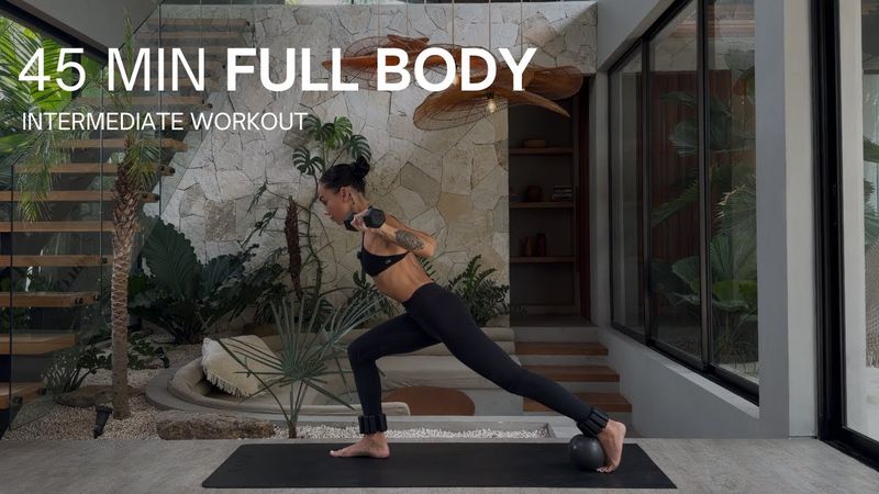 45 MIN FULL BODY | Intermediate Workout with Pilates Ball + Weights | Full Body Strong Pilates