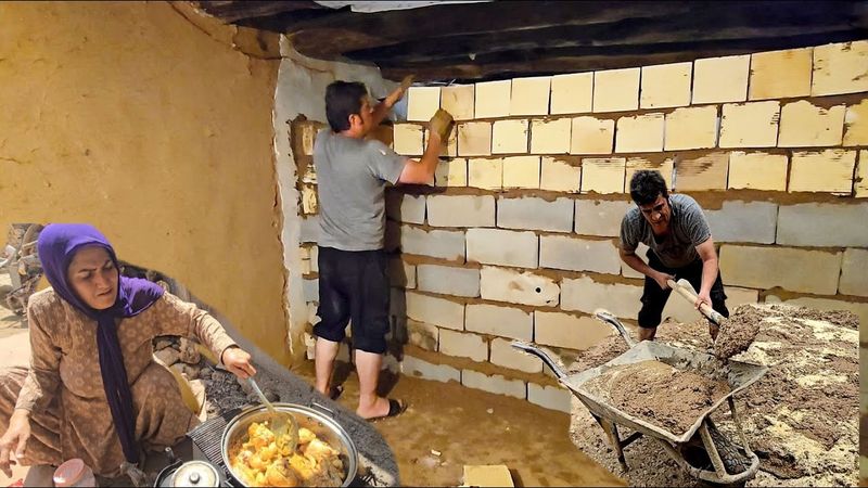 An Iranian Rural Family Renovates Their Old Mud House Using Traditional Techniques