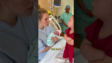 Toddlers meeting newborn Hilarious🤣#baby #newborn #toddler #adorable #cute