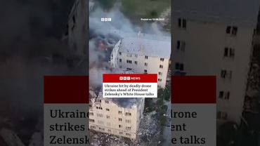 Ukraine hit by deadly drone strikes ahead of President Zelensky's White House talks. #BBCNews