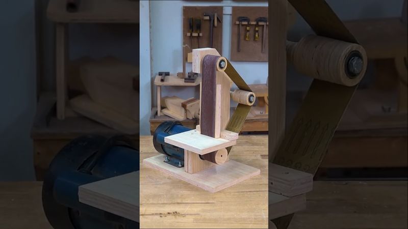 Build Your Own WATER POWERED Wooden Belt Sander From Scratch!  #woodworking #sawblade