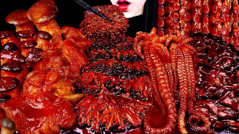 ASMR BLACK BEAN NOODLES, SPICY SEAFOOD, SPICY ENOKI MUSHROOM, 불닭 팽이버섯 먹방, OCTOPUS, 짜장 라면 먹방MUKBANG