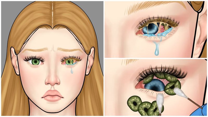 ASMR | Removing multiple layers of contact lenses | eye infections | 눈 감염의 원인인 콘텍트 렌즈 제거 애니메이션