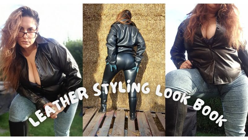 LEATHER LOOK BOOK ON A LOOP   , MID AGE MID SIZE MODEL . Leather styling