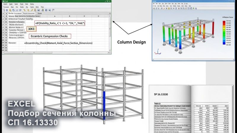 [НИП-Склад] 08 Ручной расчет колонны в Excel Внецентренное сжатие + устойчивость (Верификация SCAD)