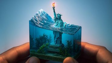 Statue of Liberty underwater. Epoxy Resin DIORAMA