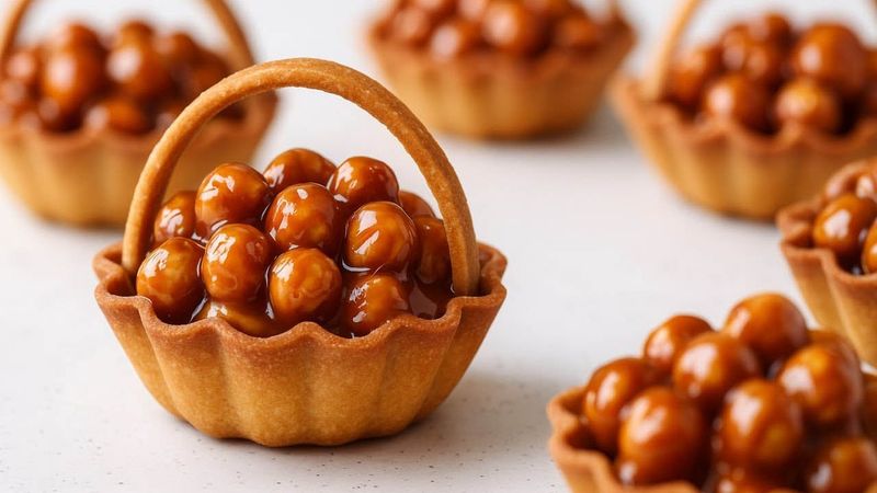 Песочные тарталетки - корзинки с фундуком в карамели ПОШАГОВО/ франжипан, карамель на сливках