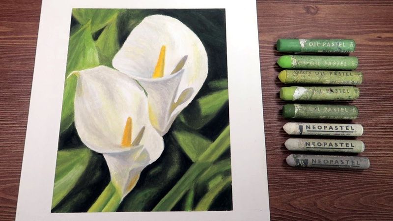 오일파스텔 그림｜카라 꽃 그리기｜Oil pastel drawing｜Drawing calla flowers