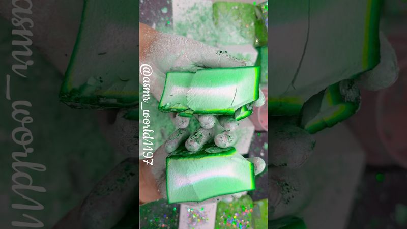 Dyed Green and Fresh Blocks #crushingtime #oddlysatisfying #relax #rainbowsoap #satisfying