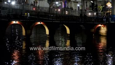 Night view of Udaipur City and the palace from a rooftop cafe Udaipur Rajasthan