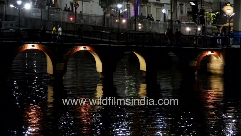 Night view of Udaipur City and the palace from a rooftop cafe Udaipur Rajasthan