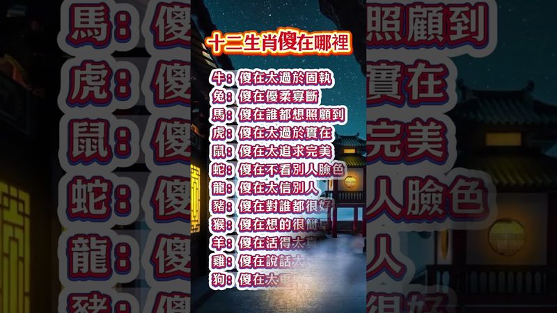 十二生肖傻在哪裡 #生肖  #運勢  #玄學 #風水
