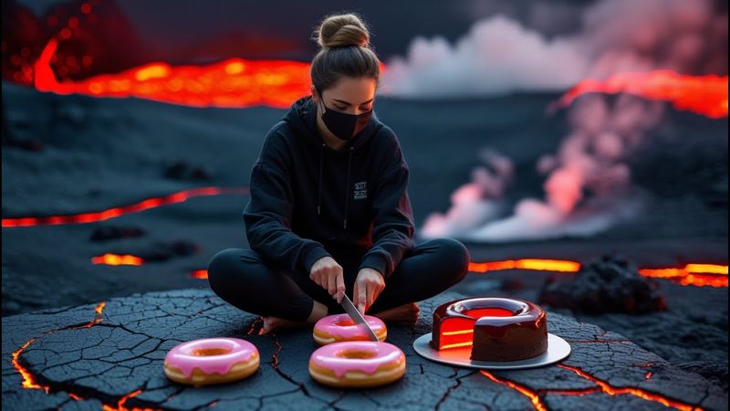 🔥 Satisfying Lava Core Cutting ASMR | Silent Slicing with Masked Girl 🌋 #asmr #asmrhunt #lavaasmr