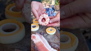 Bacon Wrapped Onion Rings?! Cheddar Inside