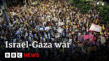 Thousands demand peace during protest in Israel's capital Tel Aviv | BBC News