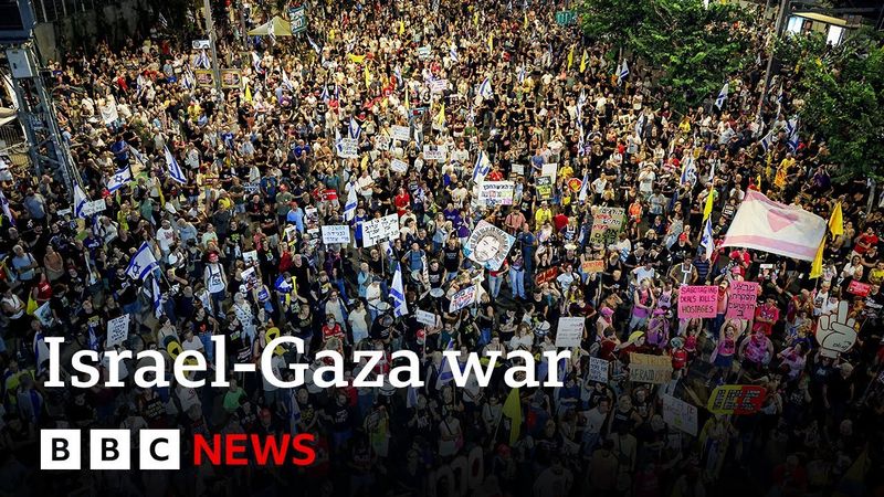 Thousands demand peace during protest in Israel's capital Tel Aviv | BBC News