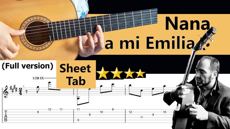 Nana a mi Emilia tutorial by Rafael Cortés with TAB (Full version - Flamenco lesson - finger style)