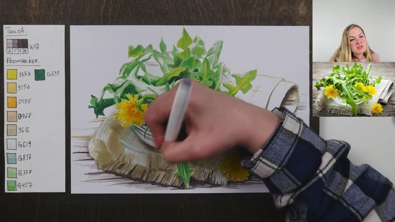 Бесплатный мастер-класс по скетчингу маркерами «Одуванчики»