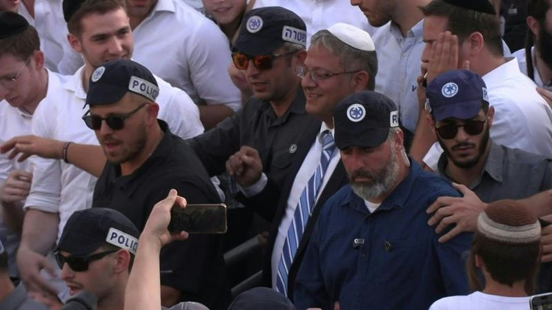Far-right minister Ben Gvir arrives to Damascus gate for Jerusalem Day celebrations | AFP