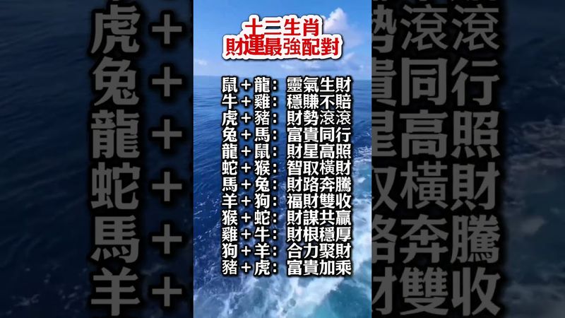 🧧十二生肖財運最強配對！#生肖  #運勢  #玄學 #風水